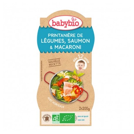 Printanière de Légumes, Saumon, Macaroni - 2x200gr - Babybio