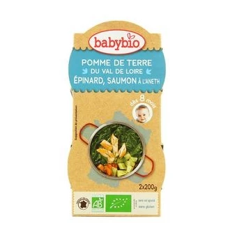 Pomme de Terre du Val de Loire, Epinard et Saumon à l'Aneth  - 2x200gr - Babybio