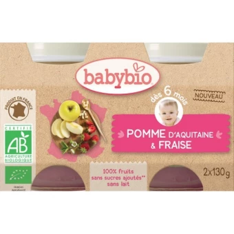 Pomme d'Aquitaine & Fraise - 2x130gr - Babybio