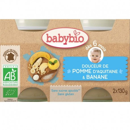 Douceur Pomme d'Aquitaine & Banane - 2x130gr - Babybio