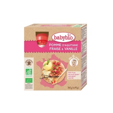 Gourdes Pomme, Poire, Pêche du Roussillon - 4x90gr - Babybio