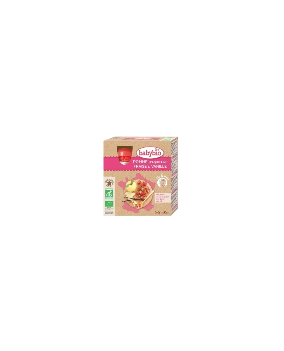 Gourdes Pomme, Poire, Pêche du Roussillon - 4x90gr - Babybio