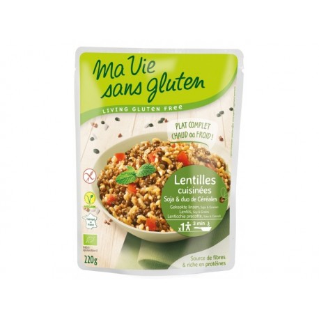 Lentilles Cuisinées Soja & Duo de Céréales - 220gr - Ma Vie Sans Gluten