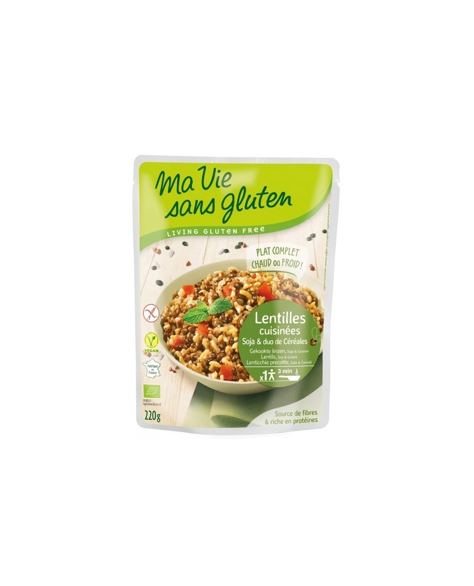 Lentilles Cuisinées Soja & Duo de Céréales - 220gr - Ma Vie Sans Gluten