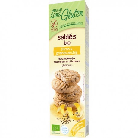 Sablé Bio Citron & Graines de Chia - 150gr - Ma Vie Sans Gluten