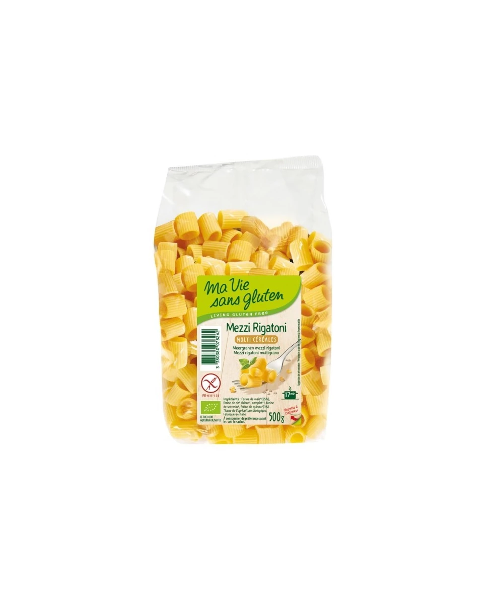 Mezzi Rigatoni Multi Céréales Bio - 500gr - Ma Vie Sans Gluten