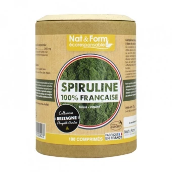 Spiruline 100% Française  - 180 Comprimés - Nat & Form