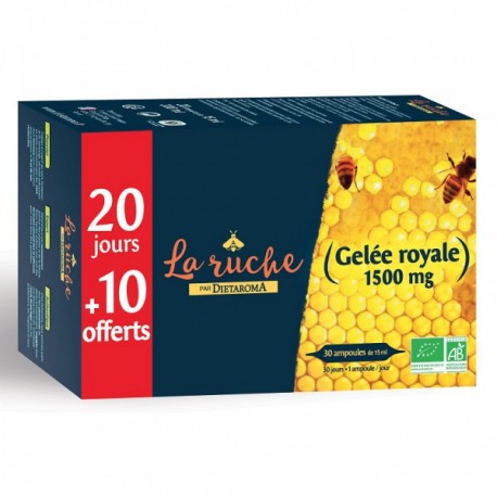 Gelée Royale Bio 1500mg - 20 ampoules de 15ml - DIETAROMA