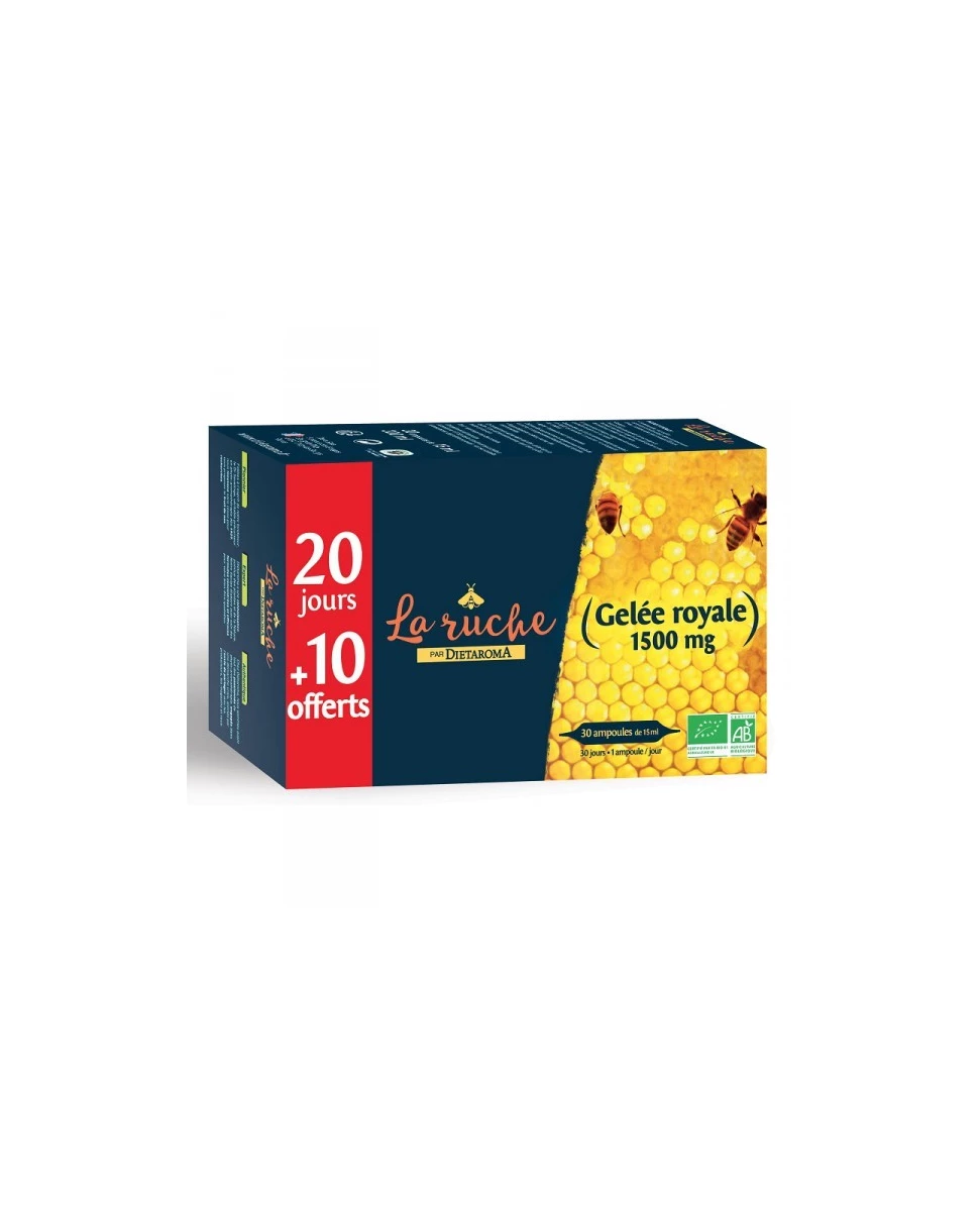 Gelée Royale Bio 1500mg - 20 ampoules de 15ml - DIETAROMA