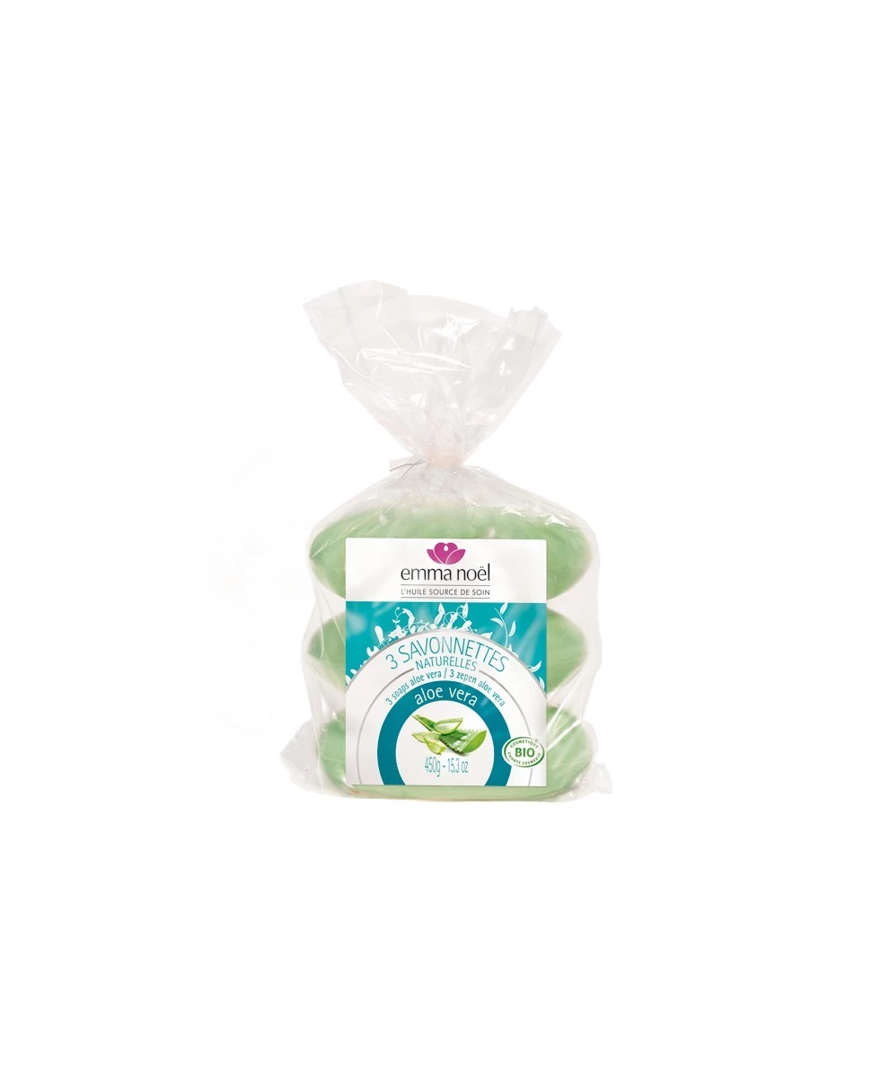 Savonnettes Naturelles Aloe Vera Bio - 3 Pièces - Emma Noël