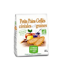 Petits Pains Grillés Bio céréales et graines 225g-Le Moulin du Pivert