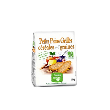 Petits Pains Grillés Bio céréales et graines 225g-Le Moulin du Pivert