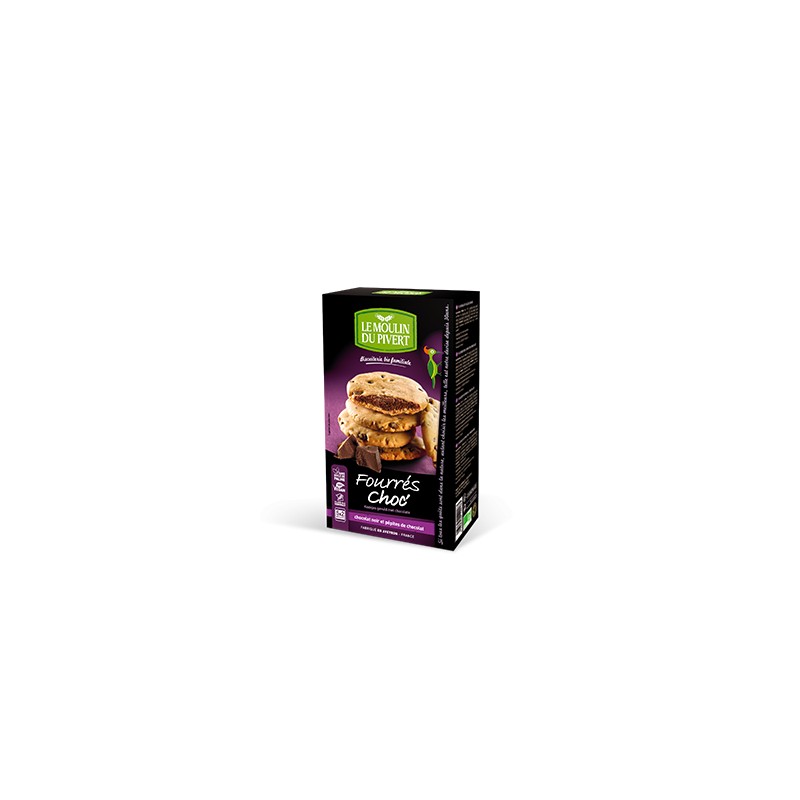 Biscuits Fourrés au chocolat noir et pépites de chocolat bio & vegan - 175  g