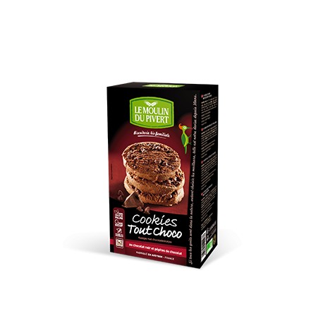 Cookies Tout Choco Bio 175g-Le Moulin du Pivert