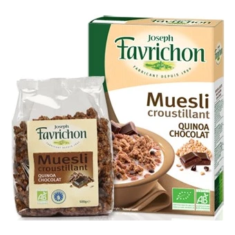 Muesli Croustillant Quinoa et Chocolat 500g-Joseph Favrichon