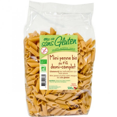 Mini Penne Bio au riz demi-complet 500g-Ma Vie Sans Gluten