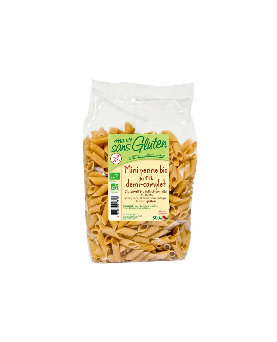 Mini Penne Bio au riz demi-complet 500g-Ma Vie Sans Gluten