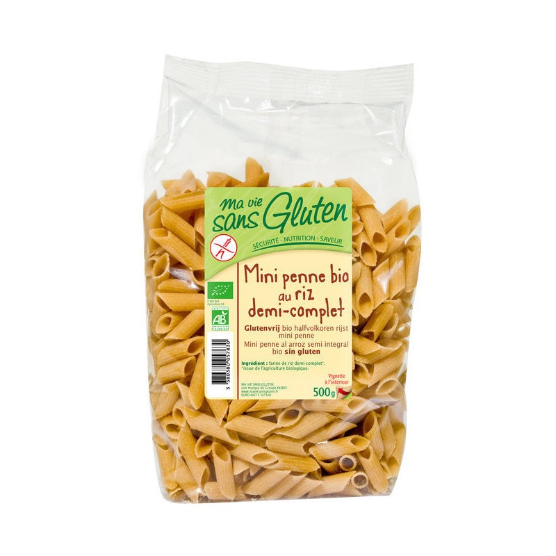 Mini Penne Bio au riz demi-complet Sans Gluten Ma Vie Sans Gluten-500g