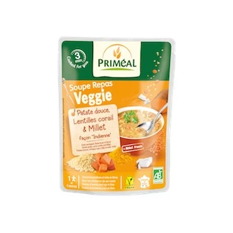 Soupe Repas Veggie Patate Douce, Lentilles Corail & Millet Bio - 250ml - Priméal