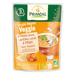 Soupe Repas Veggie Patate Douce, Lentilles Corail & Millet Bio - 250ml - Priméal