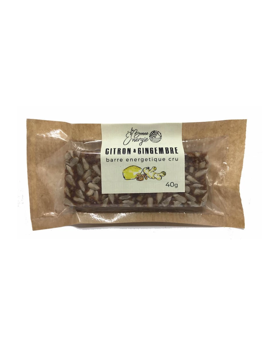 Barre Energétique Cru Bio Citron & Gingembre - 40gr - La Bonne Énergie