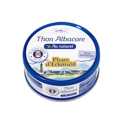 Thon Albacore au Naturel à Teneur Réduite en Sel - 160g - Phare d'Eckmühl