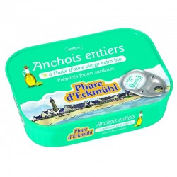 Anchois Entiers à l'Huile d'Olive Vierge Extra Bio - 115gr - Phare d'Eckmühl