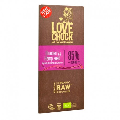 Tablette de Chocolat Cru Mrtille & Graines de Chanvre - Lovechock