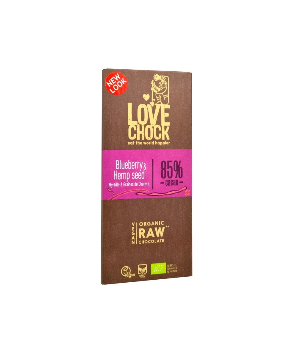 Tablette de Chocolat Cru Mrtille & Graines de Chanvre - Lovechock
