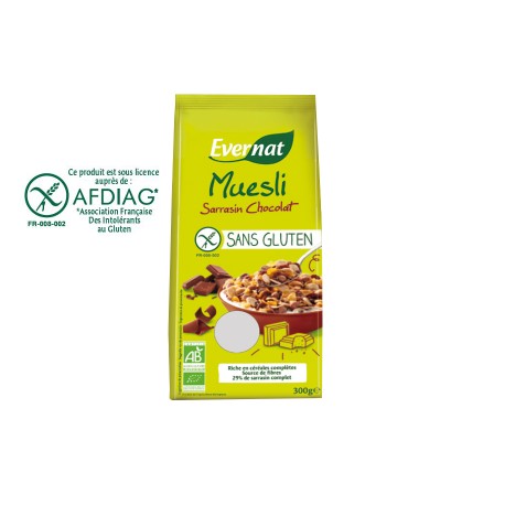 Muesli Sarrasin Chocolat Sans Gluten 300g-Evernat