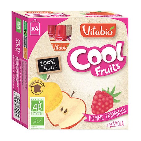 Cool Jus Pomme de France Framboise + Acérola - 4x90g - Vitabio