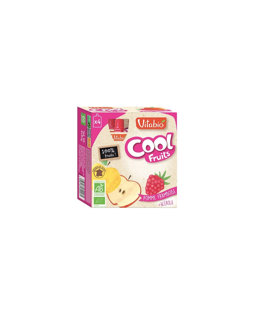 Cool Jus Pomme de France Framboise + Acérola - 4x90g - Vitabio