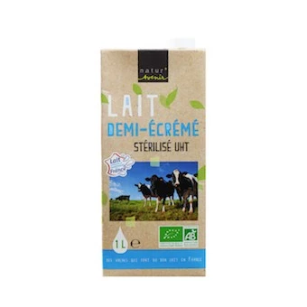 Lait Demi-Ecrémé Stérilisé UHT Bio - 1L - Natur'Avenir