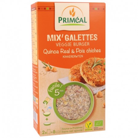 Mix'Galettes Veggie Burger Quinoa Real & Pois Chiches - 2x125g - Priméal