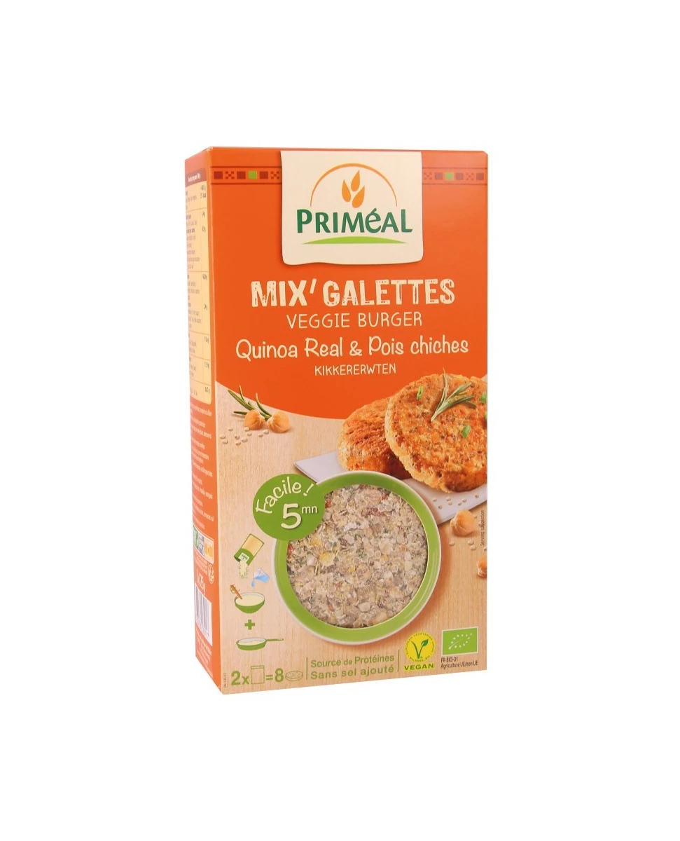 Mix'Galettes Veggie Burger Quinoa Real & Pois Chiches - 2x125g - Priméal