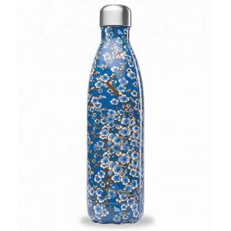 Bouteille Nomade Isotherme - Flowers Bleu - 500ml - Qwetch