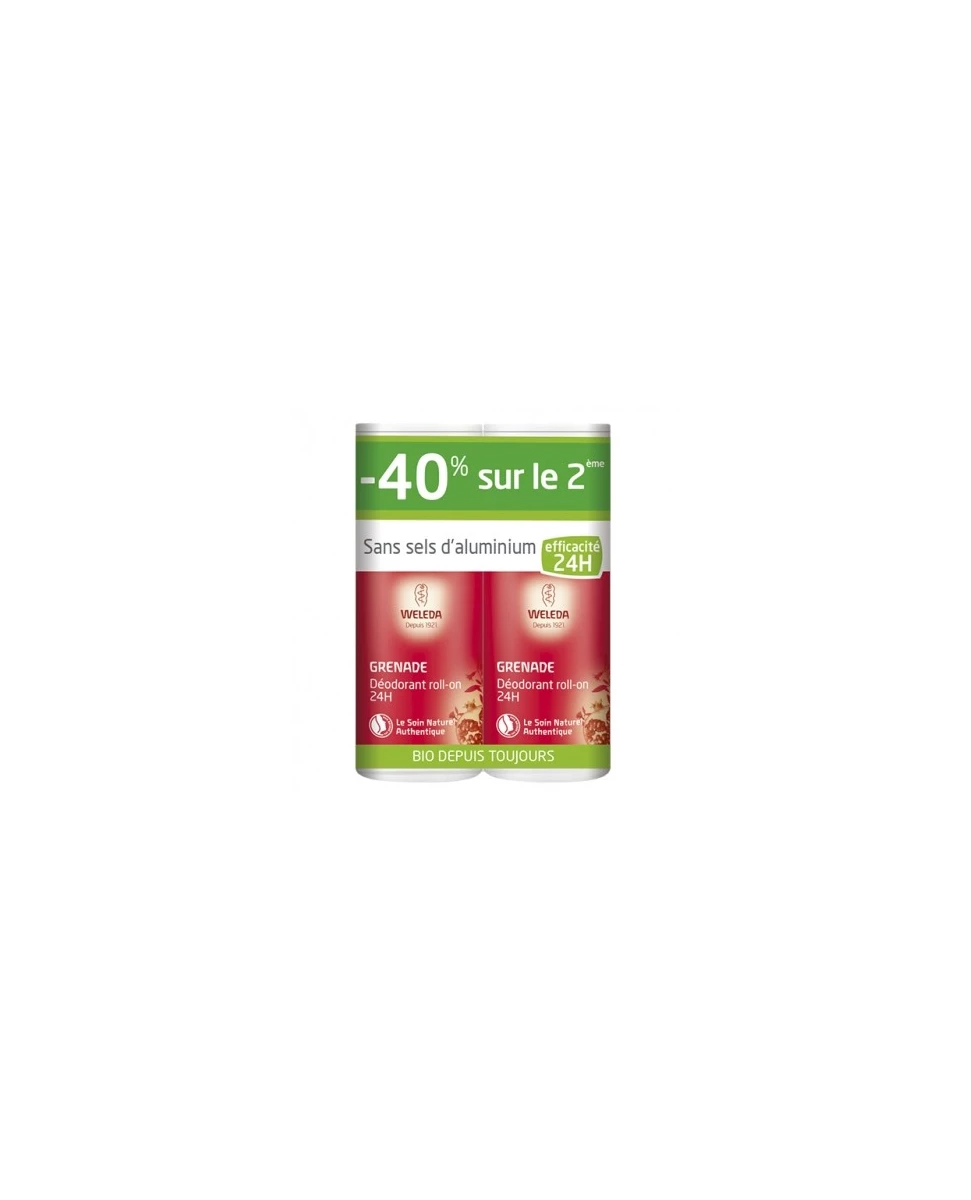 Déodorant Roll-On 24H Grenade - 40% sur le 2ème - 2x50ml - Weleda
