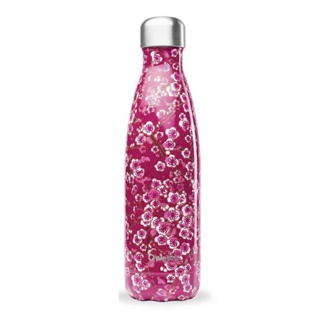 Bouteille Nomade Isotherme - Flowers Rose - 500ml - Qwetch
