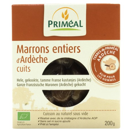 Marrons entiers d'Ardèche cuits 200g-Priméal