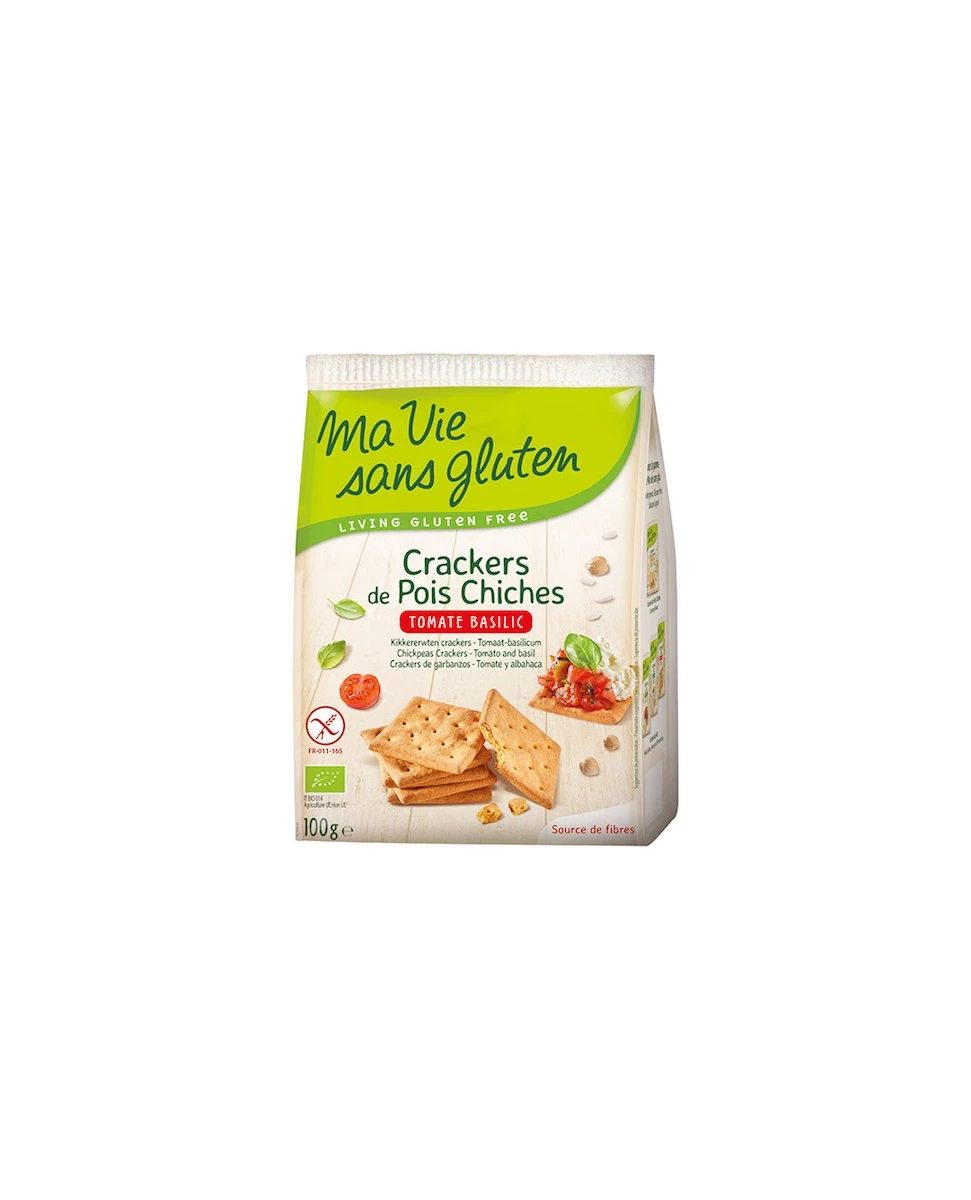 Crackers de Pois Chiches Tomate Basilic - 100g - Ma Vie Sans Gluten