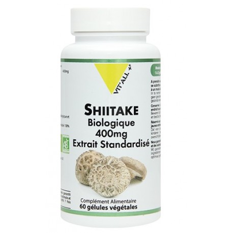 Shiitake Biologique 400mg - 60 gélules - Vit'All+