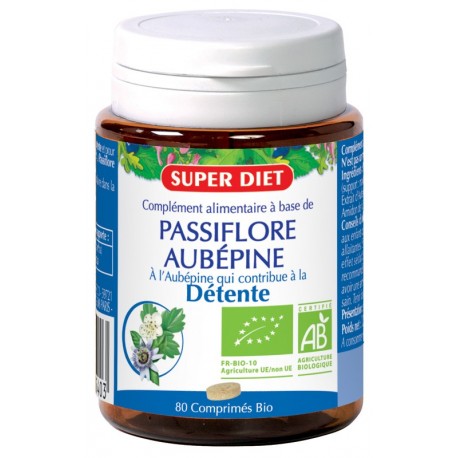 Passiflore et Aubépine Bio- Détente - Comprimés - SuperDiet