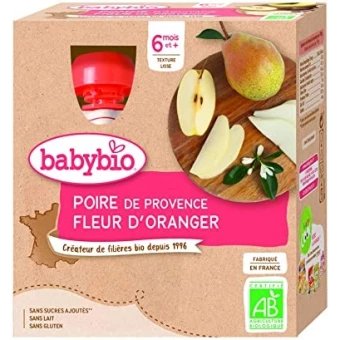 Gourde Poire Fleur d'Oranger - 4x90g - Babybio