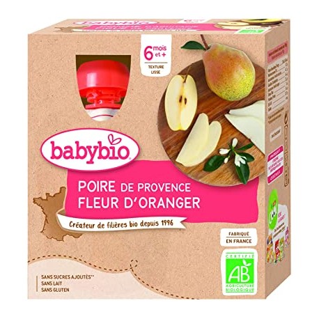 Gourde Poire Fleur d'Oranger - 4x90g - Babybio