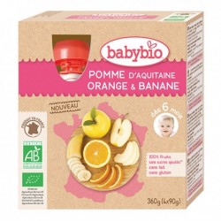 Gourde Pomme Orange Banane - 4x90g - Babybio