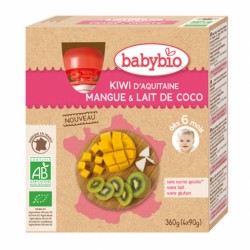 Gourde Kiwi Mangue & Lait de Coco - 4x90g - Babybio