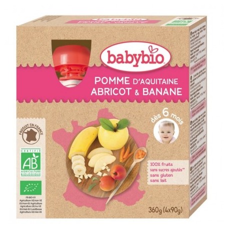 Gourde Pomme Abricot Banane - 4x90g - Babybio