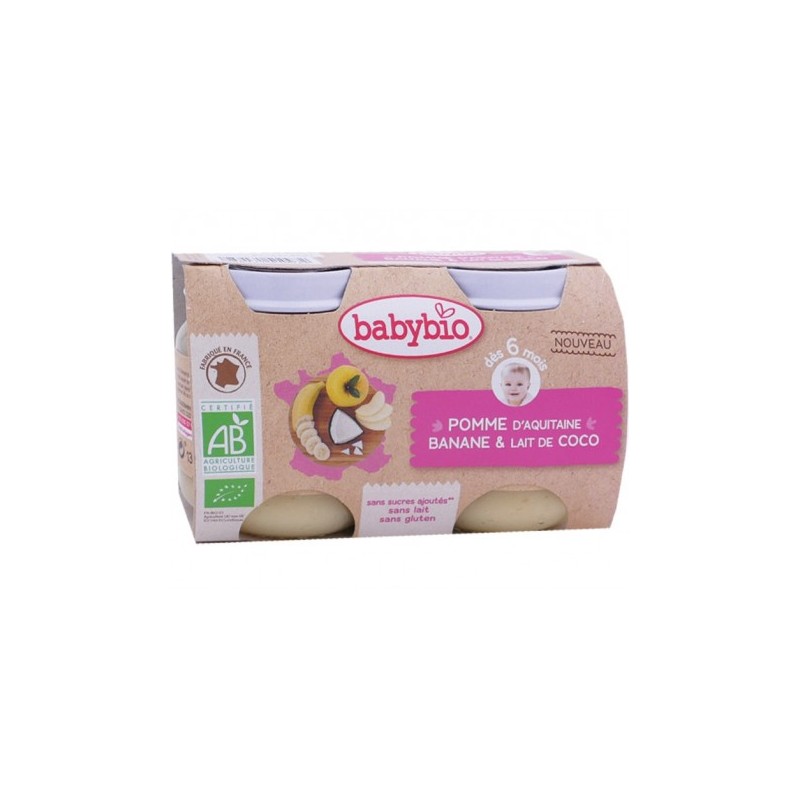 Babybio Petits Pots Banane Pomme d'Aquitaine Dès 4 Mois 2x130g