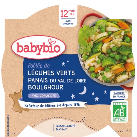 Assiette Légumes Verts, Panais, Boulghour - 230g - Babybio