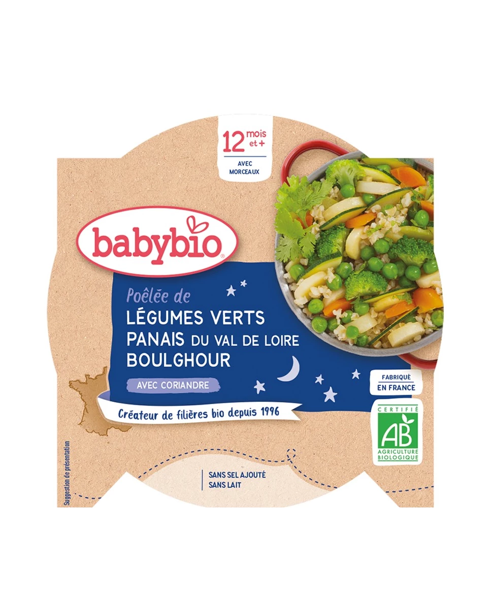 Assiette Légumes Verts, Panais, Boulghour - 230g - Babybio